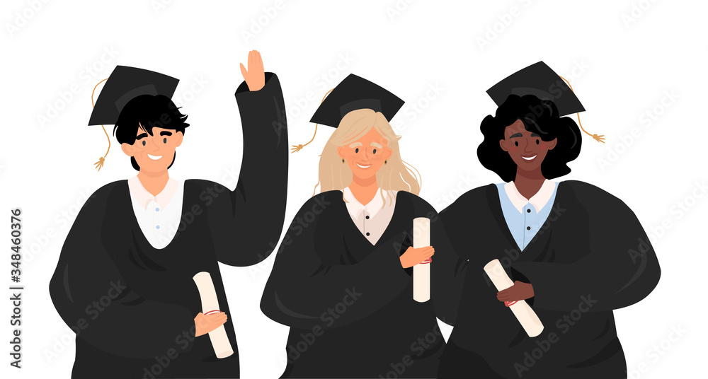 Εκτύπωση καμβά The guy and the girls are graduates