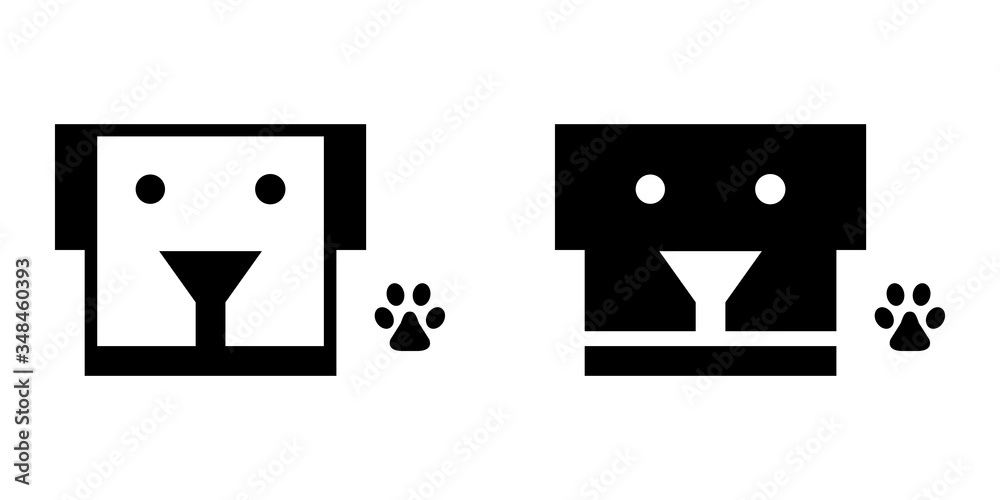 白黒の犬のアイコンイラストベクター Stock Vector Adobe Stock
