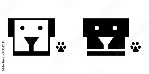 白黒の犬のアイコンイラストベクター