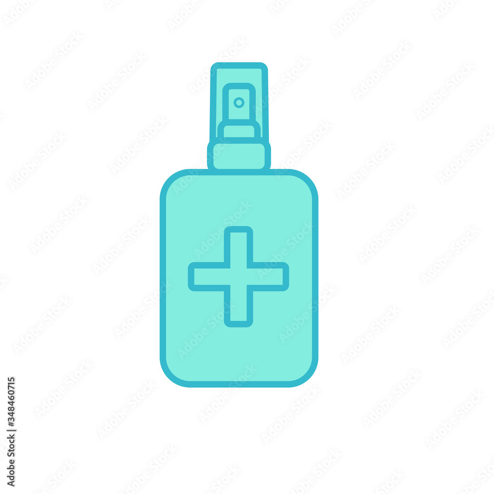 Vector image hand sanitizer bottle on White background. Personal protective equipment from coronavirus. Disinfection. Hand hygiene. Coronavirus protection measures. Vector image hand sanitizer bottle on White background. Personal protective equipment from coronavirus. Disinfection. Hand hygiene. Coronavirus protection measures.
