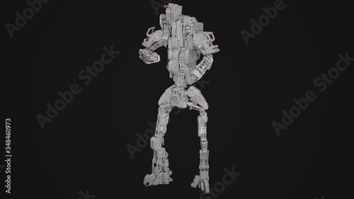 Robot 3d render, mechanical android 3d model © Slayver