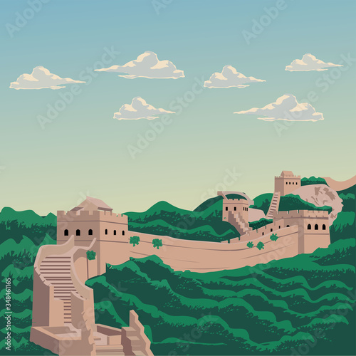 Illustration Vector Graphic of Great Wall.