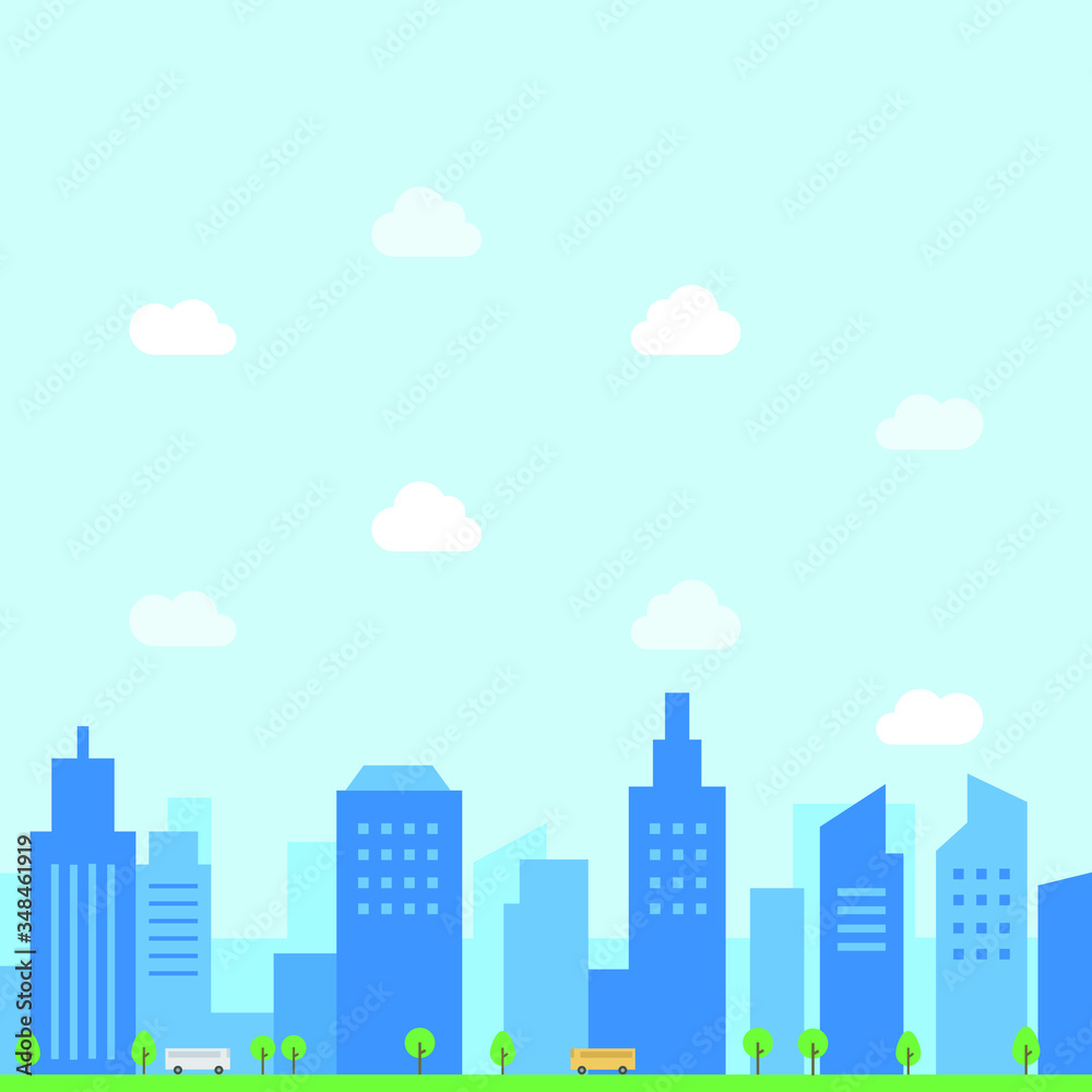 vector illustration of city, urban buildings 