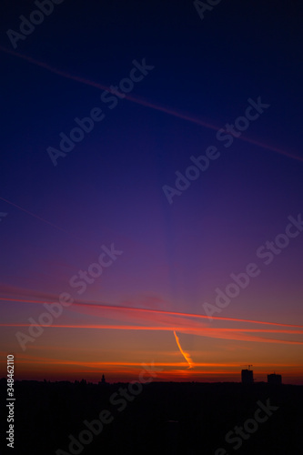 Bright gradient sunset on the horizon 