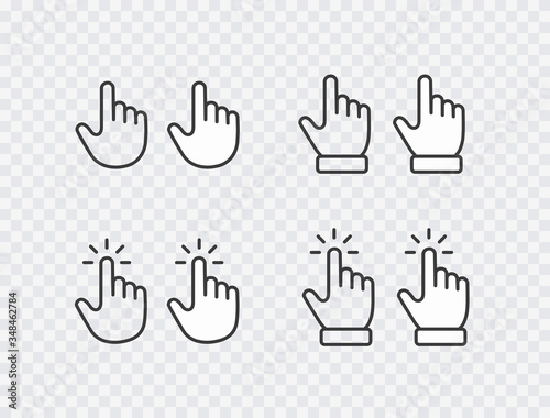Click cursor set icon isolated on transparent background. Vector hand pointer symbol collection