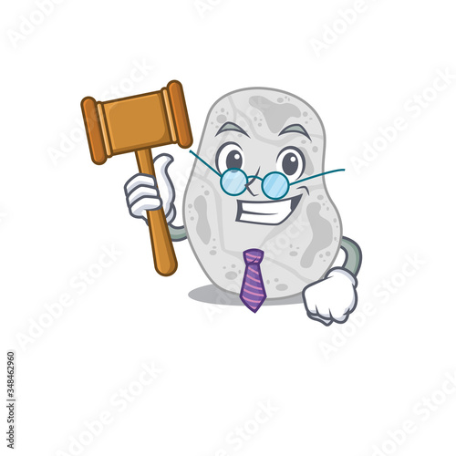 A wise judge of white planctomycetes mascot design wearing glasses