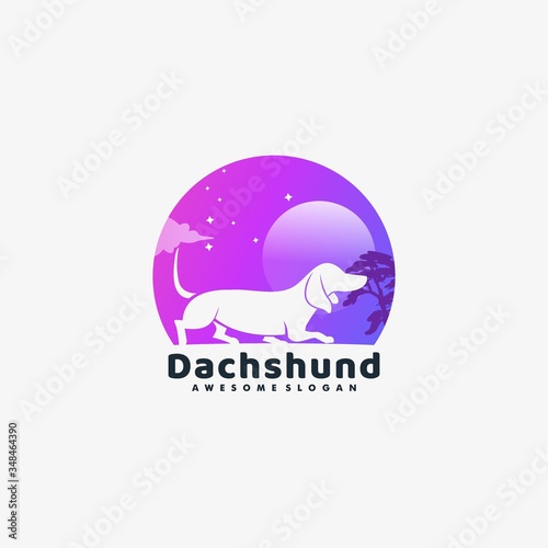 Vector Logo Illustration Dog Negative space Style.