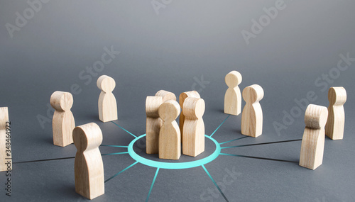 Group gathering people around. Collaboration and cooperation, team building. Recruitment. Joining around idea. Consolidation with majority. Involvement in a project. Accept membership in organization.