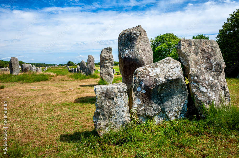 Carnac - Intriguing standing stones at Carnac in Brittany in north-western France, created around 3000 DC. France. Carnac - Intriguing standing stones at Carnac in Brittany in north-western France, created around 3000 DC. France.