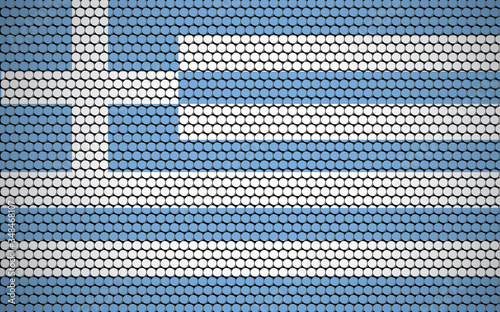 Abstract flag of Greece made of circles. Greek flag designed with colored dots giving it a modern and futuristic abstract look.