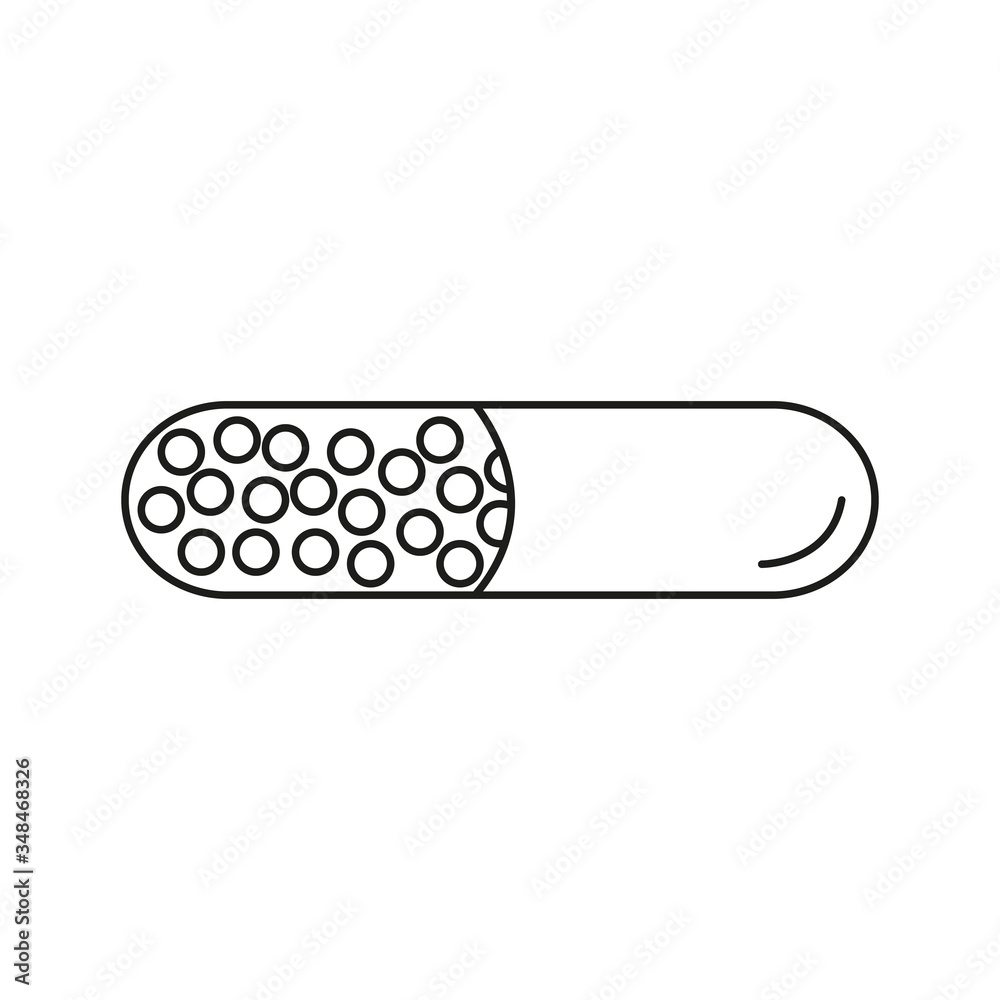Medicine pill outline black and white icon vector illustration