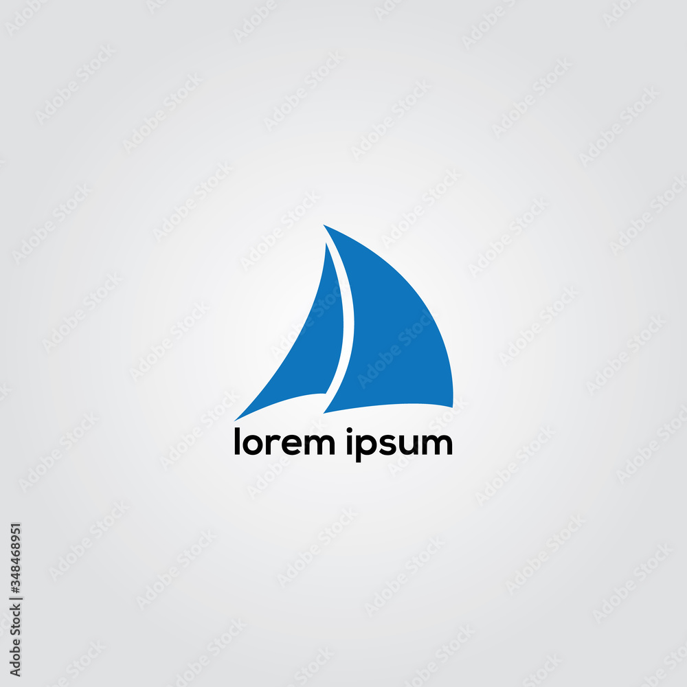 Creative Blue Yacht Boat Logo Design Vector Symbol,sailing boat logo