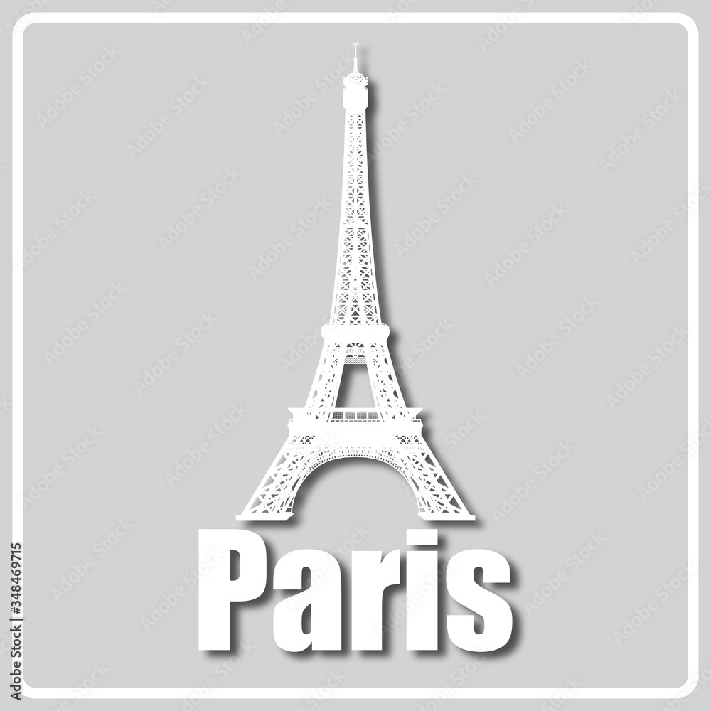 gray icon with light sights of Paris