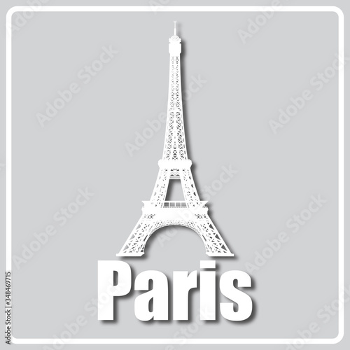 gray icon with light sights of Paris