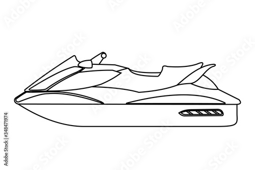 Water scooter icon in line art style isolated on white background.