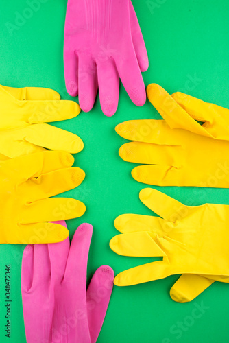 rubber gloves for cleaning. hand protection gloves