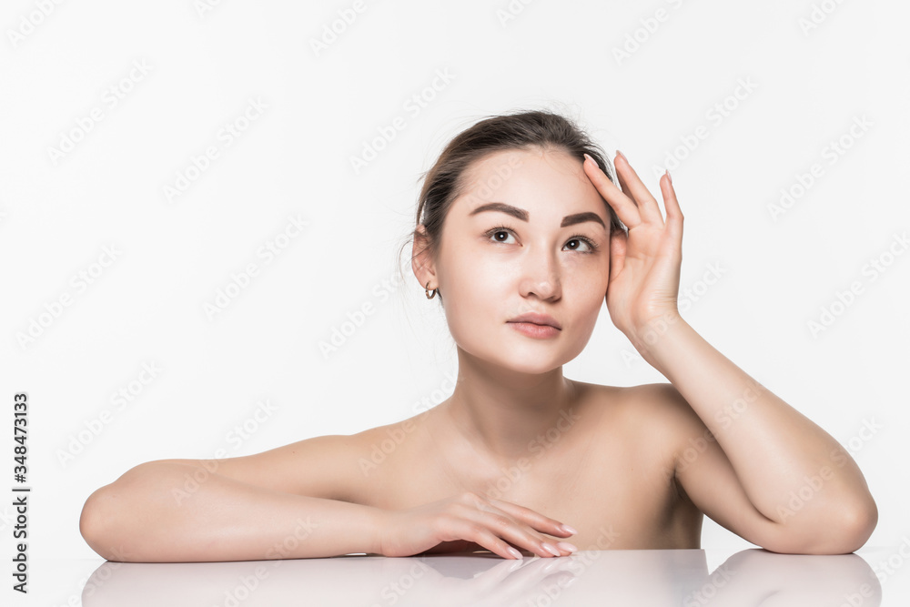 Asian beauty woman skin care isolated on white background