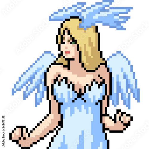 vector pixel art isolated anime angel