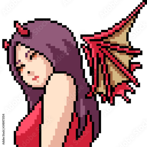 vector pixel art isolated anime girl