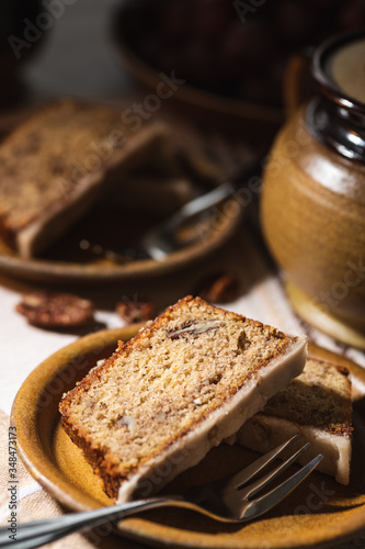 Moody piece of cake with fresh fruit