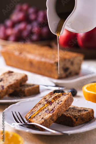 Piece of cake with fresh fruit