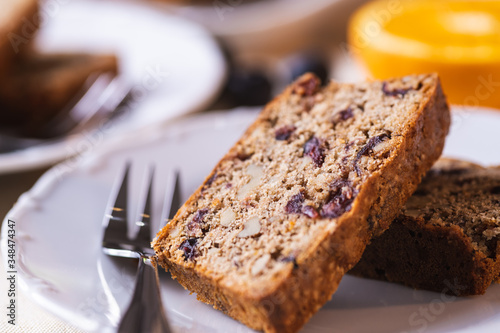 Piece of cake with fresh fruit