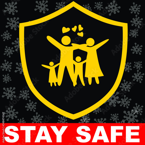 Stay save your Family from Corona virus called Covid-19 Design Concept - keep healty and keep social distancing during Covid-19 Spreads