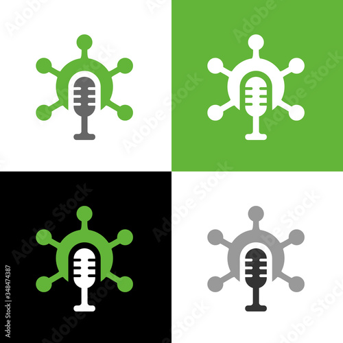 Live corona virus news logo template, covid-19 podcast icon design, coronavirus breaking news symbol
