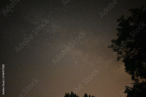 night sky with milky way galaxy shining trough stars and planets