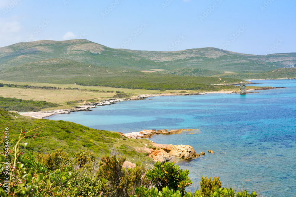 Spiaggia di di Santa Maria nel Cap Corse, Corsica, lungo il sentiero dei doganieri. Francia
