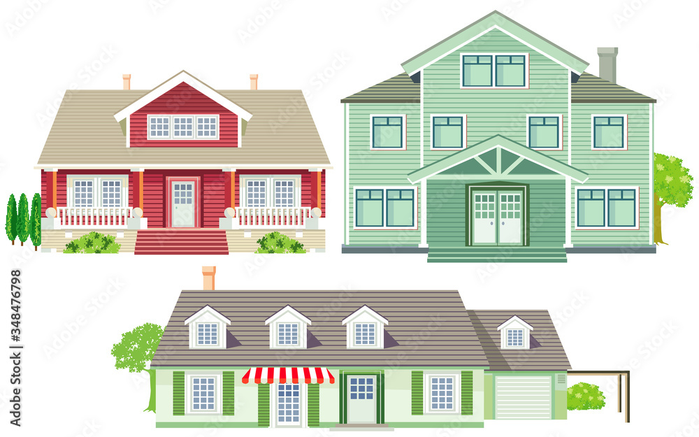 verschiedenen Familienhäuser, Holzhäuser, Landhäuser,