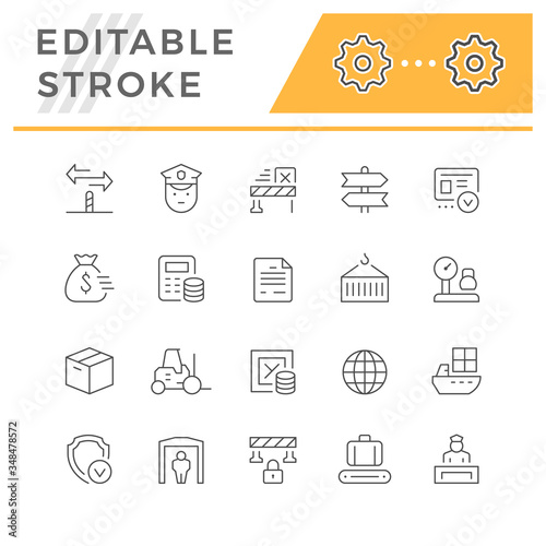 Set line icons of customs
