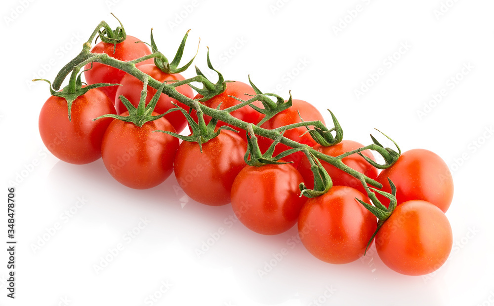 cherry tomato branch isolated on white