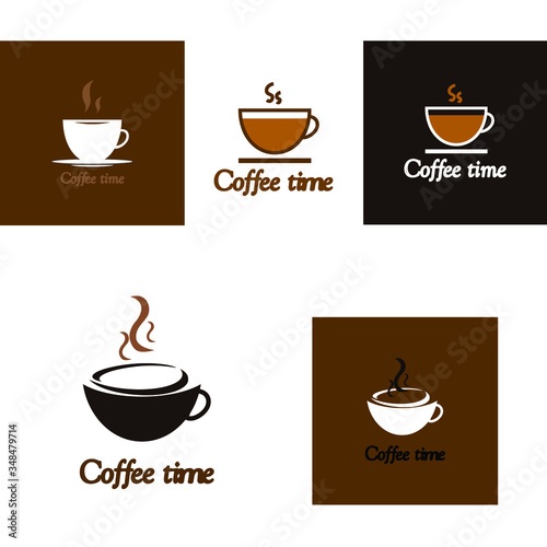 Set of badges  emblems  signboard  poster  drink coffee  coffee time  vector illustration 