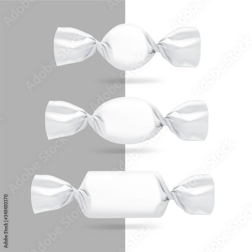 Candy mockups set. Vector illustration isolated on white background. Ready for your design. EPS10.	