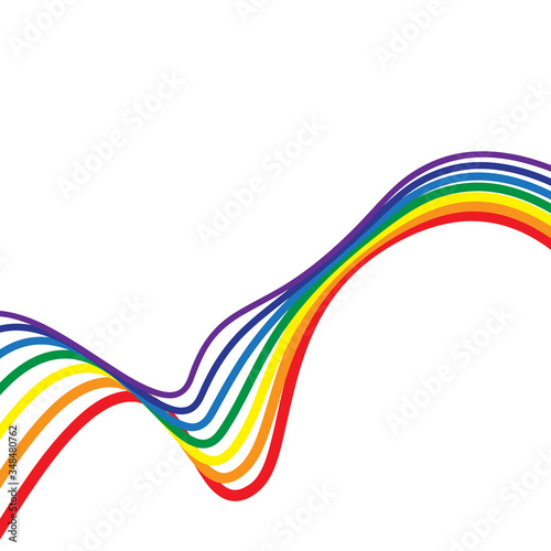 Rainbow design element with abstract shape. Vector illustration in flat style. Usable as template or background.