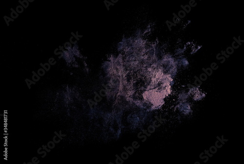 Colorful bursting cosmos, space background and texture, nebula effect isolated on black background 