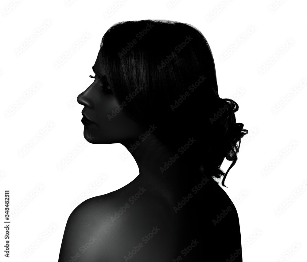 Εκτύπωση καμβά High contrast black and white portrait of beautiful young woman