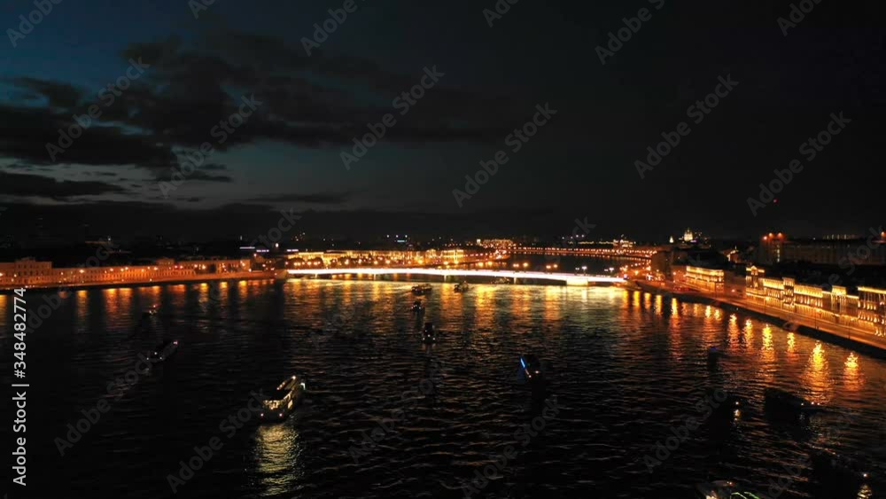 A night aerial view to Liteyniy (Foundry) bridge in StPetersburg, Russia. A night aerial view to Liteyniy (Foundry) bridge in StPetersburg, Russia.