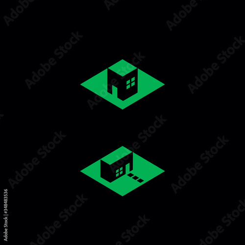 house plot logo square land design