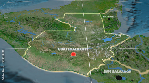 Quadro su tela Guatemala extruded and capital labelled. Satellite