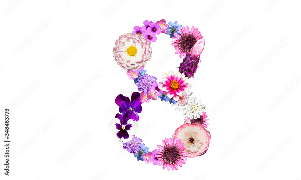 花で作った数字の8 花数字 花フォント Stock 写真 Adobe Stock