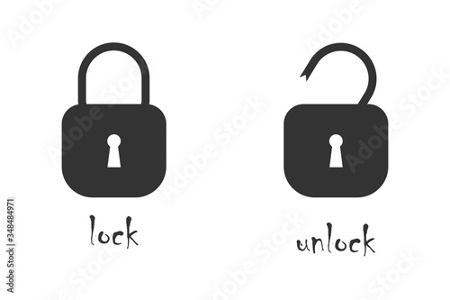 Locked and unlocked padlock icons