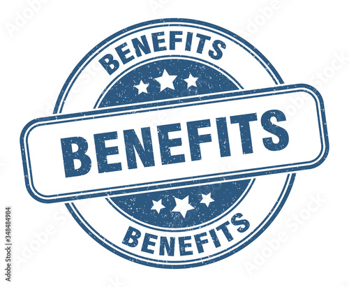 benefits stamp. benefits round grunge sign. label