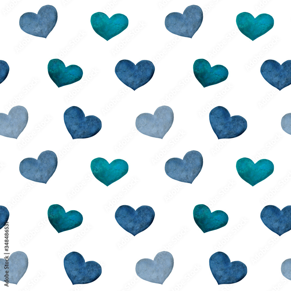 Naklejka seamless pattern with hearts. Watercolor