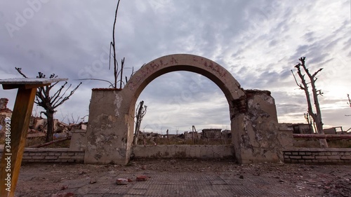 Arc gate in Villa Epecu  n tourist village in Buenos Aires Province  Argentina