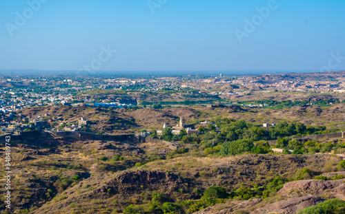 Jodhpur city aerial view from top of Mehrangarh or Mehran Fort 