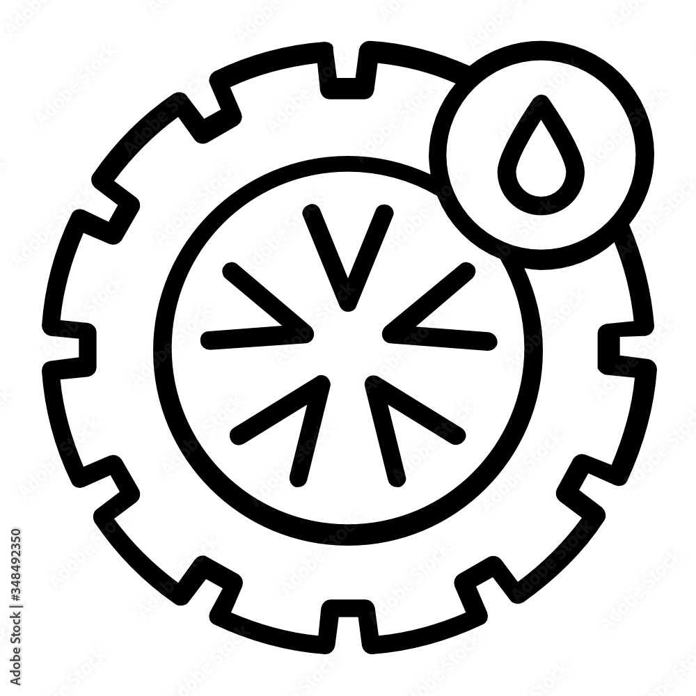 Really Slow Leaked Tire Concept, Water Damaged Tyre Vector Icon Design, Rim Side Leaky, Tyre Repair and Auto Shop Symbol on White background 