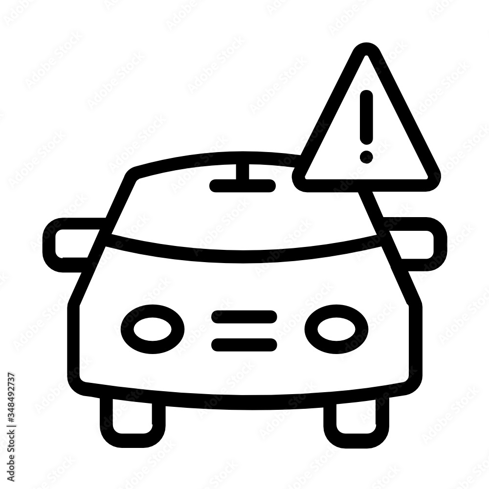Car and exclamation mark Concept, Low Air Pressure Vehicle Warning Sign vector Design Icon, Tire Shop and Auto Service Center Symbol on white background Car and exclamation mark Concept, Low Air Pressure Vehicle Warning Sign vector Design Icon, Tire Shop and Auto Service Center Symbol on white background