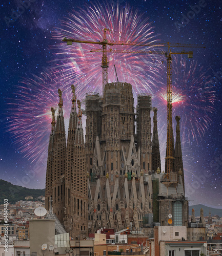 Sagrada Familia. Basilica of Gaudi in Barcelona, Catalonia, Spain, UNESCO heritage site